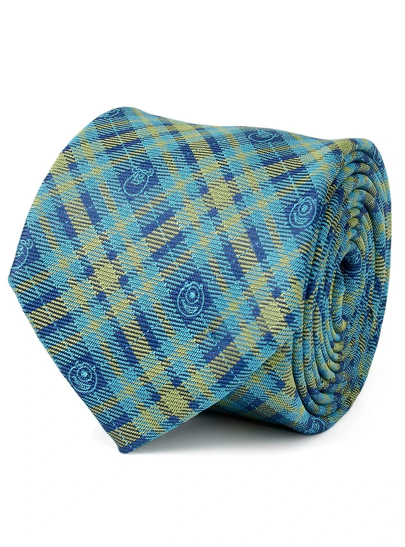 Disney Pixar Monsters Inc. Plaid Blue Green Tie