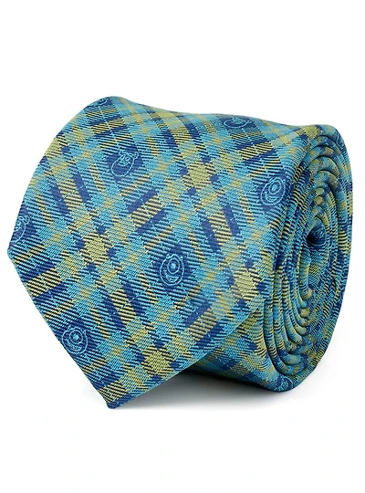 Disney Pixar Monsters Inc. Plaid Blue Green Tie