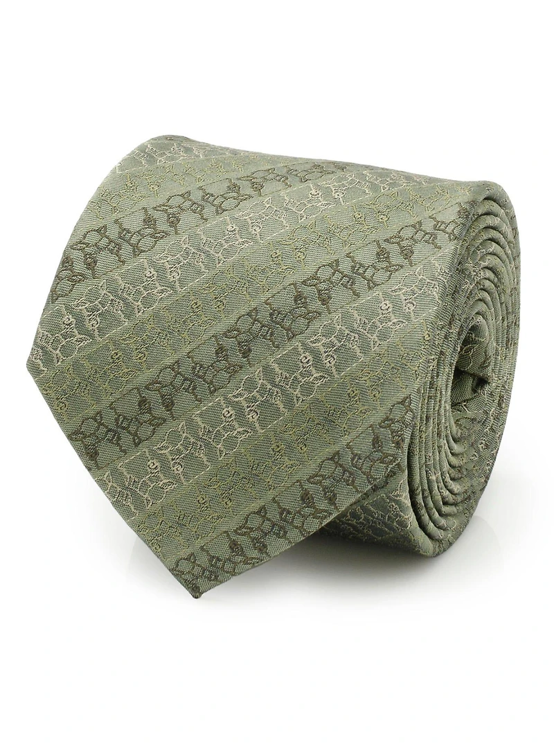 Star Wars The Mandalorian The Child Outline Stripe Sage Green Men's Tie