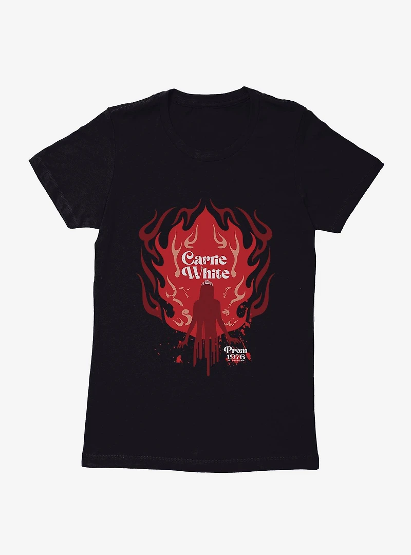 Carrie 1976 Prom Flames Womens T-Shirt