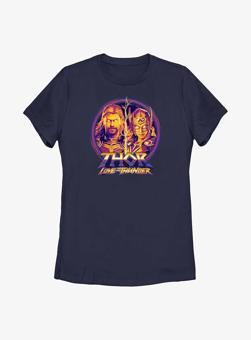 Marvel Thor: Love and Thunder Split Face Portrait Womens T-Shirt