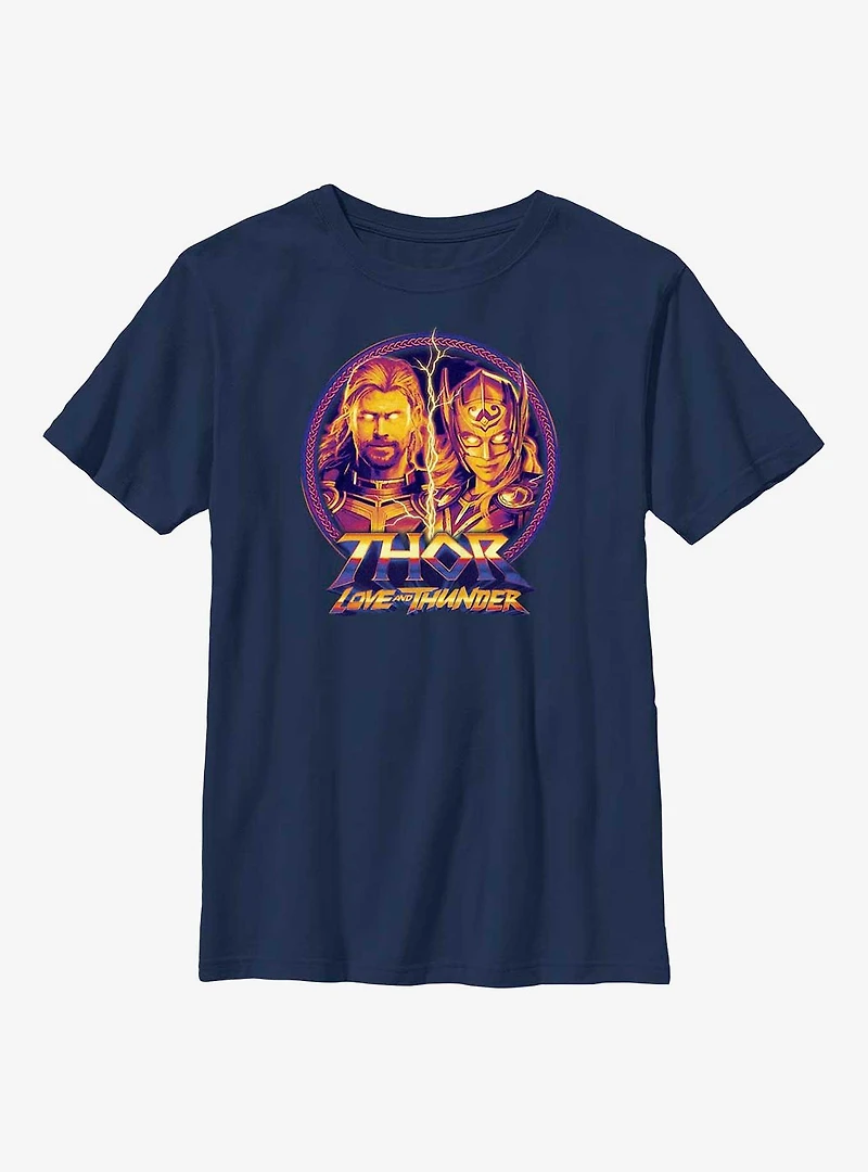 Marvel Thor: Love and Thunder Split Face Portrait Youth T-Shirt