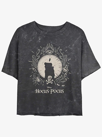 Disney Hocus Pocus Black Flame Mineral Wash Girls Crop T-Shirt