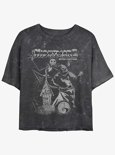 Disney The Nightmare Before Christmas Jack and Boogie Mineral Wash Girls Crop T-Shirt