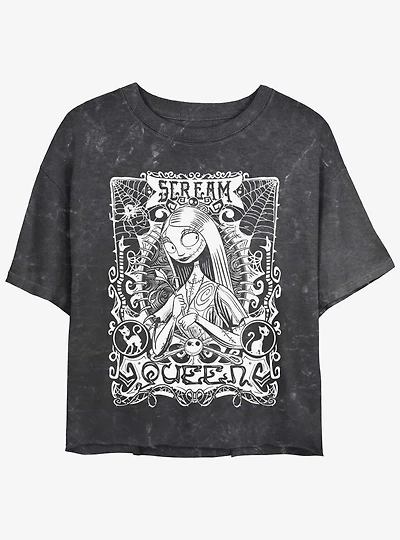 Disney The Nightmare Before Christmas Sally Scream Queen Mineral Wash Girls Crop T-Shirt