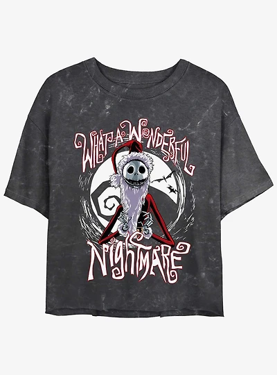 Disney The Nightmare Before Christmas Santa Jack Wonderful Mineral Wash Girls Crop T-Shirt
