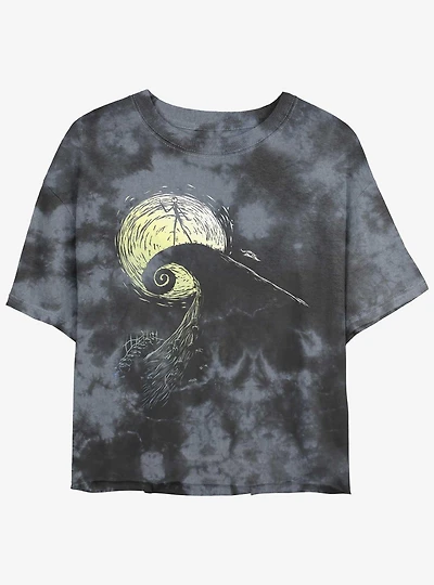 Disney The Nightmare Before Christmas Jack On Spiral Hill Tie-Dye Girls Crop T-Shirt