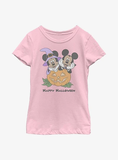 Disney Mickey Mouse & Minnie Happy Halloween Youth Girls T-Shirt