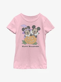 Disney Mickey Mouse & Minnie Happy Halloween Youth Girls T-Shirt