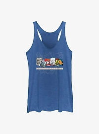 Marvel Spider-Man 60th Anniversary Comic Clippings Beyond Amazing Logo Girls Tank