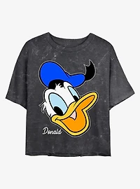 Disney Donald Duck Big Face Mineral Wash Crop Womens T-Shirt