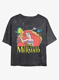 Disney Princesses The Little Mermaid Title Mineral Wash Crop Womens T-Shirt