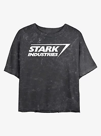 Marvel Iron Man Stark Industries Logo Mineral Wash Crop Womens T-Shirt