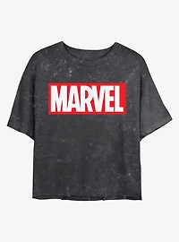 Marvel Logo Mineral Wash Crop Womens T-Shirt