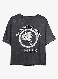 Marvel Thor Strength of Asgard Mineral Wash Crop Womens T-Shirt