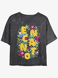 Disney Encanto Flower Arrangement Mineral Wash Womens Crop T-Shirt