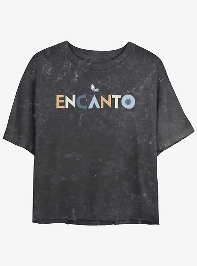 Disney Encanto Logo Mineral Wash Womens Crop T-Shirt