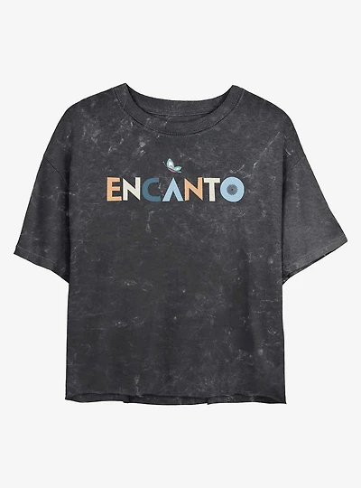 Disney Encanto Logo Mineral Wash Womens Crop T-Shirt