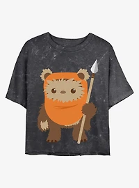 Star Wars Ewok Spear Mineral Wash Crop Womens T-Shirt