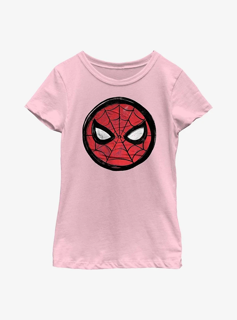 Marvel Spider-Man Sketched Mask Icon Youth Girls T-Shirt