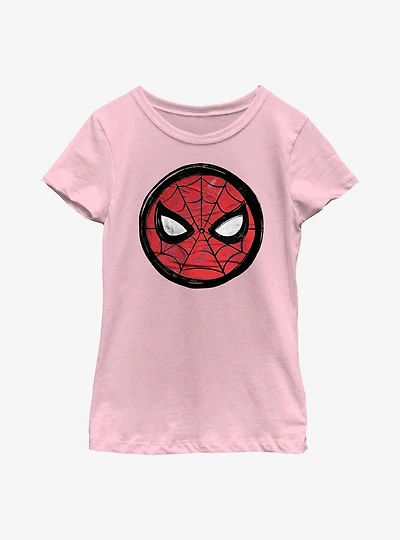 Marvel Spider-Man Sketched Mask Icon Youth Girls T-Shirt