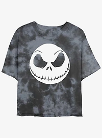 Disney The Nightmare Before Christmas Big Face Jack Tie-Dye Womens Crop T-Shirt