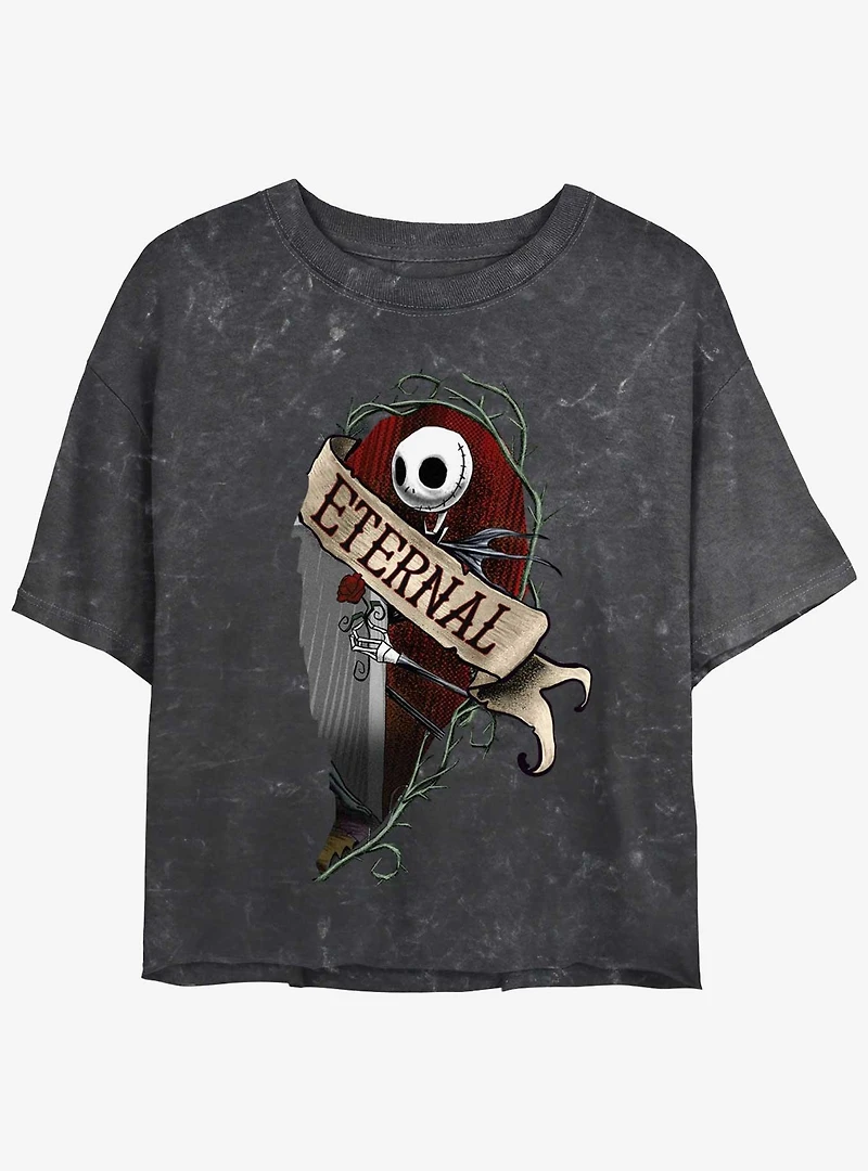 Disney The Nightmare Before Christmas Jack Eternally Mineral Wash Womens Crop T-Shirt