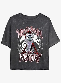 Disney The Nightmare Before Christmas Santa Jack Wonderful Mineral Wash Womens Crop T-Shirt