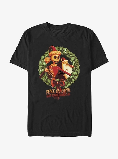 Disney The Nightmare Before Christmas Santa Jack Wreath T-Shirt