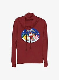 Pokemon Happy Holidays Snowman Cowl Neck Long-Sleeve Top