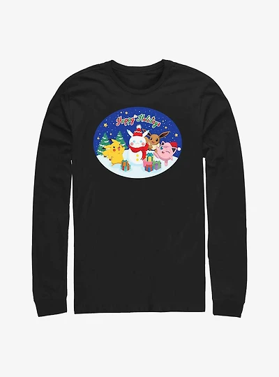 Pokemon Happy Holidays Snowman Long-Sleeve T-Shirt