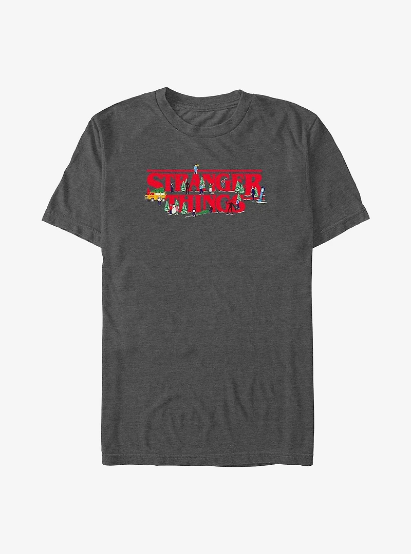 Stranger Things Christmas Scene Logo T-Shirt