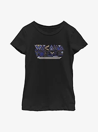 Marvel Black Panther: Wakanda Forever Pattern Logo Youth Girls T-Shirt