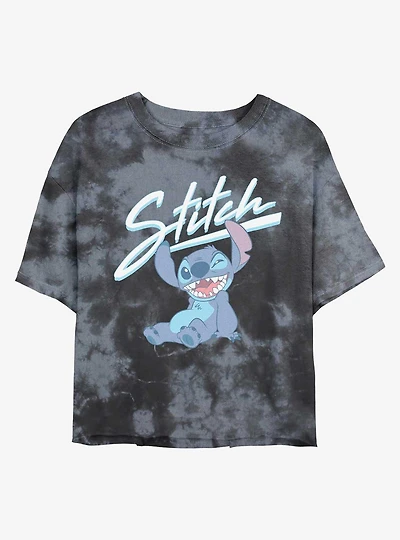 Disney Lilo & Stitch Wink Tie-Dye Womens Crop T-Shirt