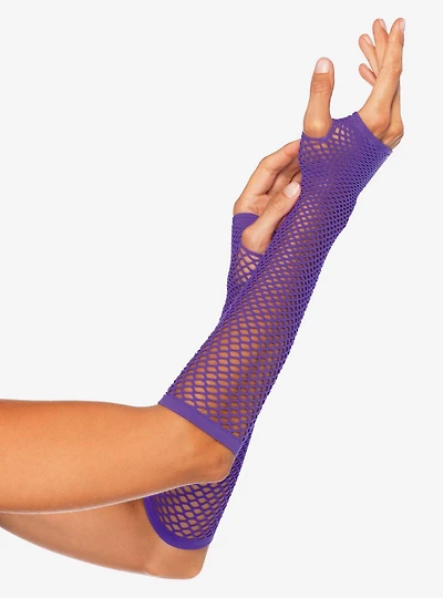 Triangle Net Fingerless Gloves Neon Purple