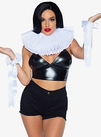Deluxe Ruffle White Neck Piece And Wrist Cuffs