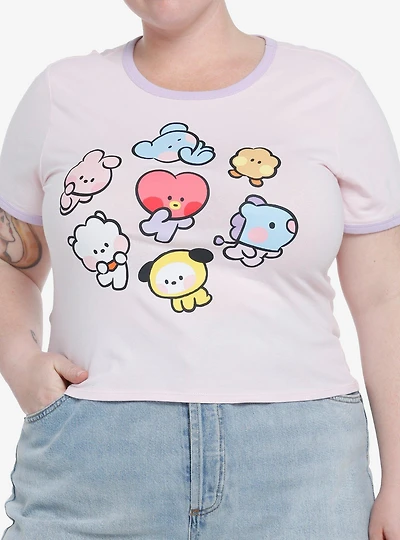 BT21 Minini Pastel Girls Ringer T-Shirt Plus Size