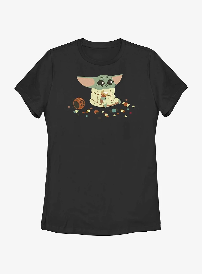 Star Wars The Mandalorian Child Eating Candy Womens T-Shirt