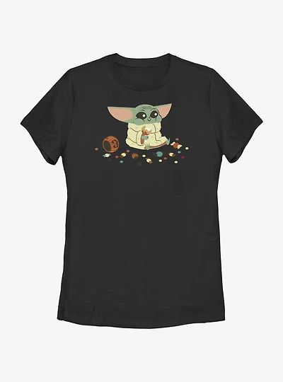 Star Wars The Mandalorian Child Eating Candy Womens T-Shirt