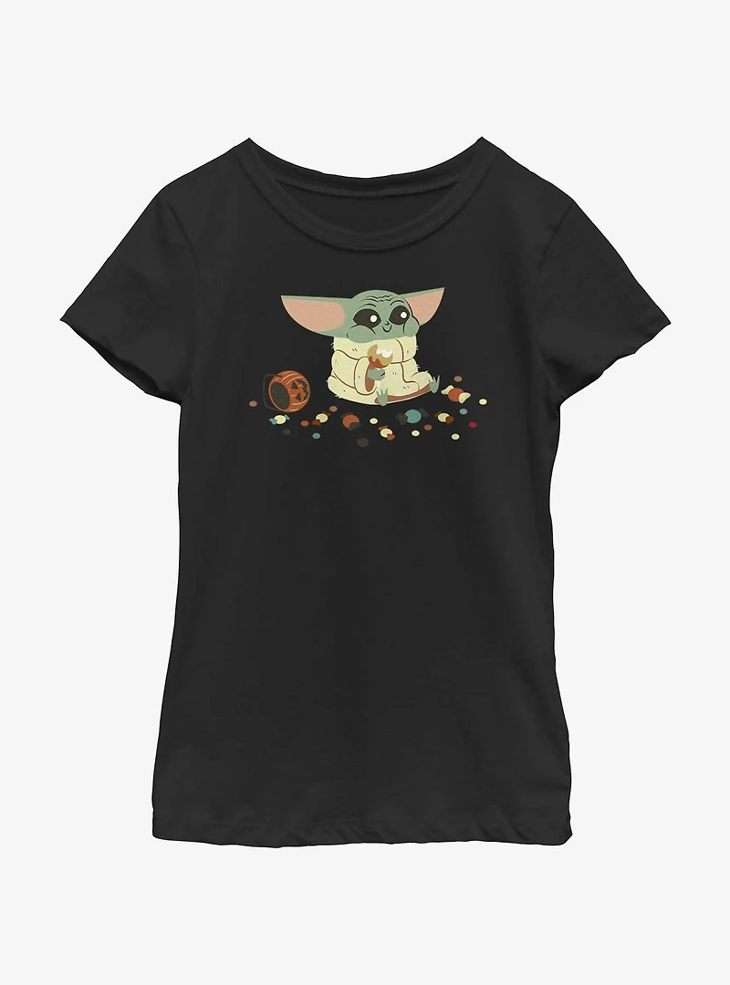 Star Wars The Mandalorian Child Eating Candy Youth Girls T-Shirt