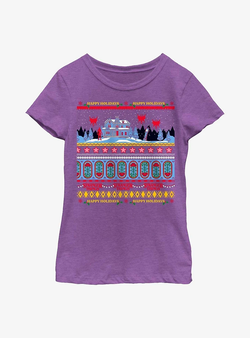 Stranger Things Creel House Ugly Sweater Youth Girls T-Shirt