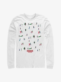 Stranger Things Holiday Tree Scenes Group Long-Sleeve T-Shirt