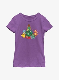 Pokémon Christmas Tree Pikachu, Squirtle, Bulbasaur And Charmander Youth Girls T-Shirt