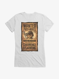 Puss Boots Scratched Wanted Poster Girls T-Shirt