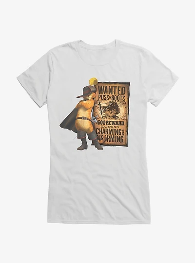 Puss Boots Wanted Poster Girls T-Shirt
