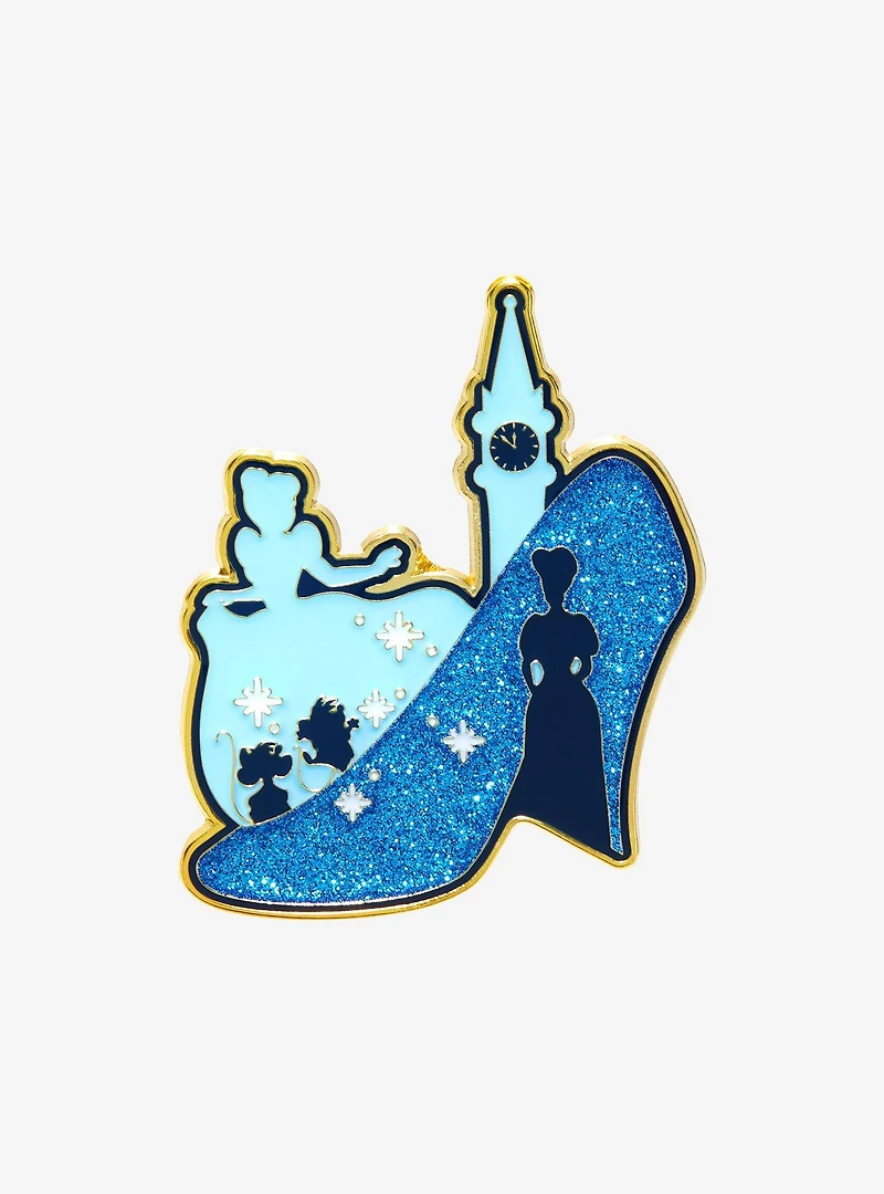 Loungefly Disney Cinderella Slipper Silhouette Glitter Enamel Pin - BoxLunch Exclusive