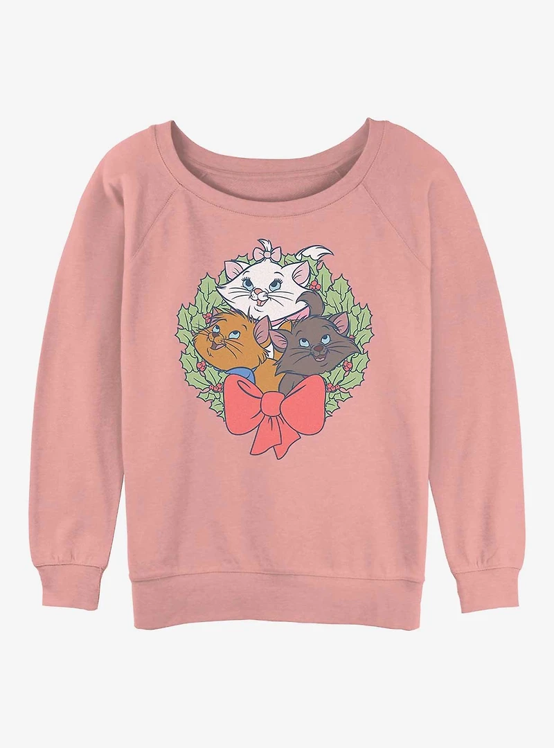Disney The Aristocats Kitten Wreath Girls Slouchy Sweatshirt