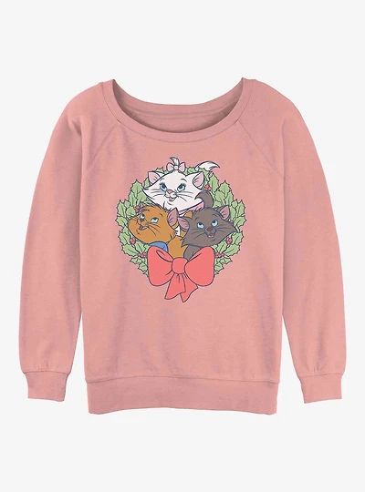 Disney The Aristocats Kitten Wreath Girls Slouchy Sweatshirt