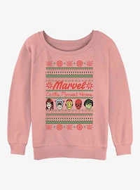 Marvel Avengers Merriest Heroes Ugly Christmas Girls Slouchy Sweatshirt
