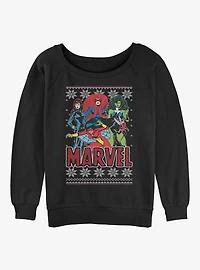 Marvel Avengers Season's Heroines Ugly Christmas Girls Slouchy Sweatshirt